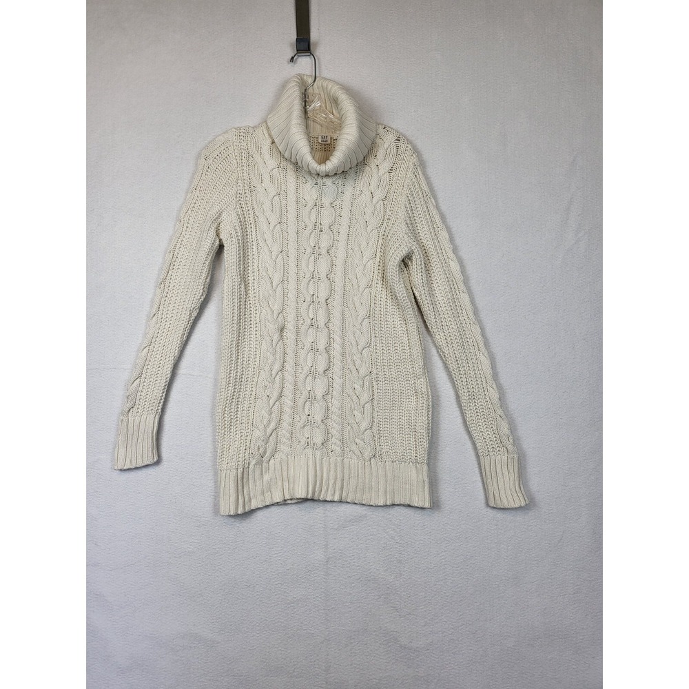 Gap Cable Knit Ivory Turtle Neck Cotton Long Sleeve Sweater Size Small